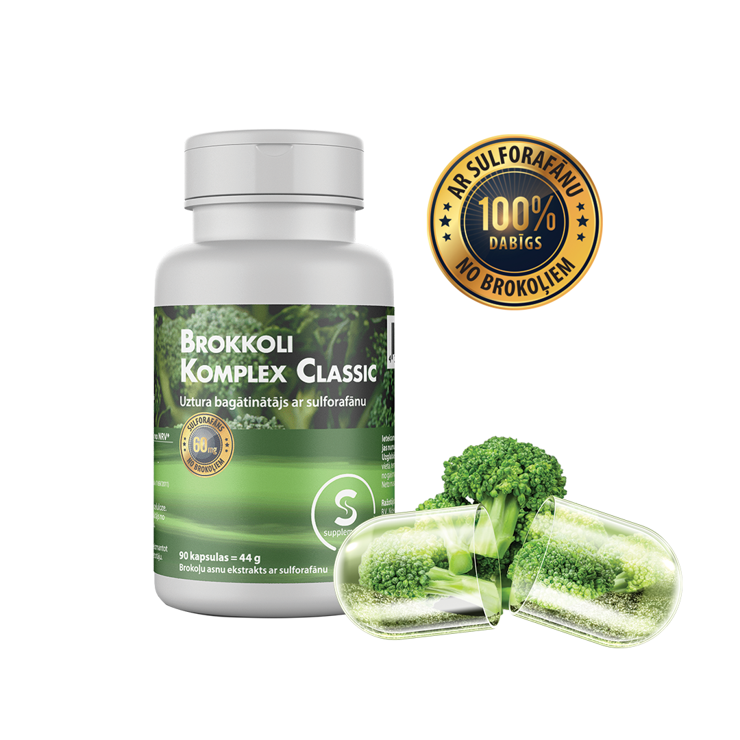 Brokkoli Komplex Classic uztura bagātinātājs no brokoļiem, bagāts ar sulforafānu.